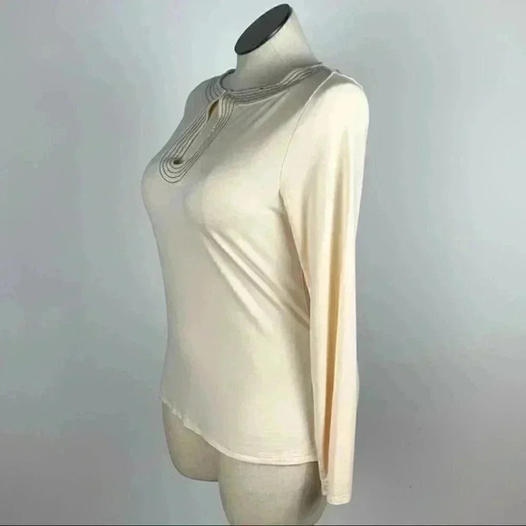 Strazzi Womens top size XL cream keyhole neck - Picture 5 of 10